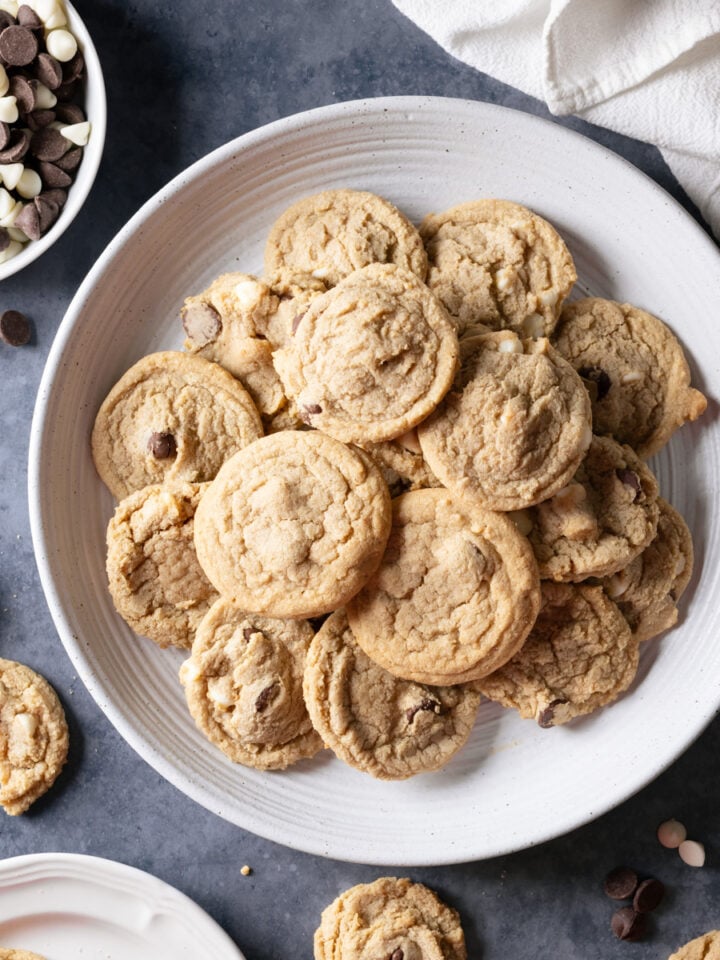 brown butter chocolate chip cookies on a platter