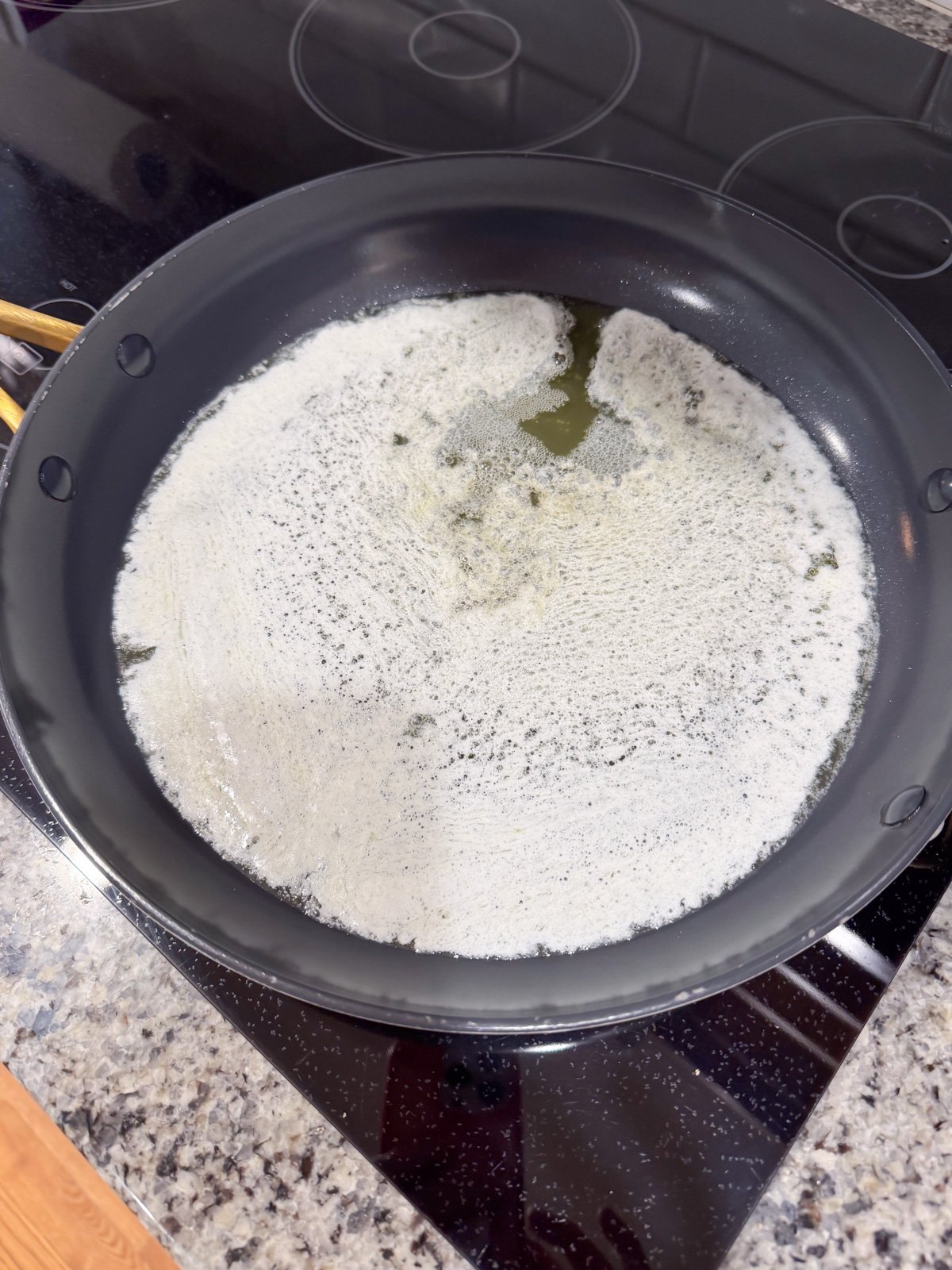 the process of making brown butter in a large skillet. 