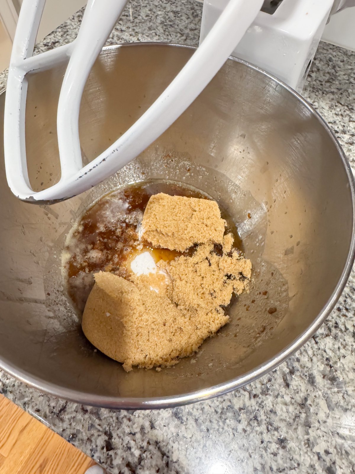 butter and brown sugar in a stand mixer. 