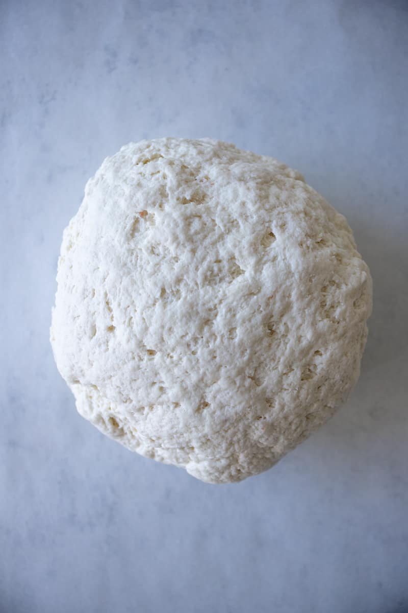 garlic knot dough rolled in a ball.