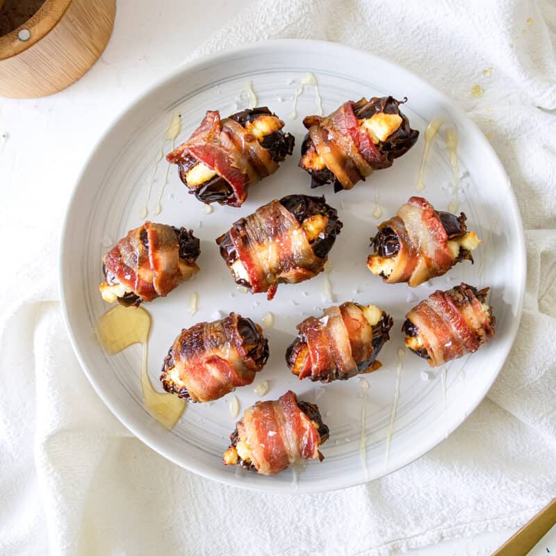 Goat Cheese Stuffed Dates Wrapped in Bacon - Fueling a Southern Soul