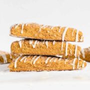 3 super soft pumpkin scones stacked on top of each other