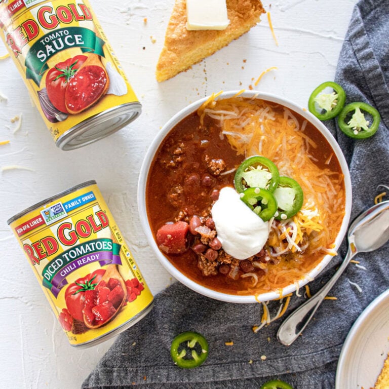 classic beef chili with red gold tomatoes