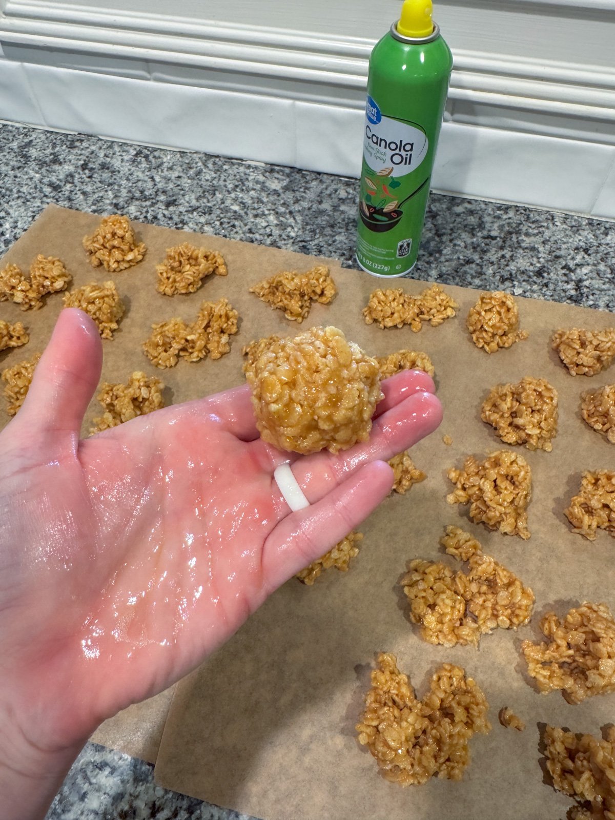 peanut butter ball packed into a tight ball