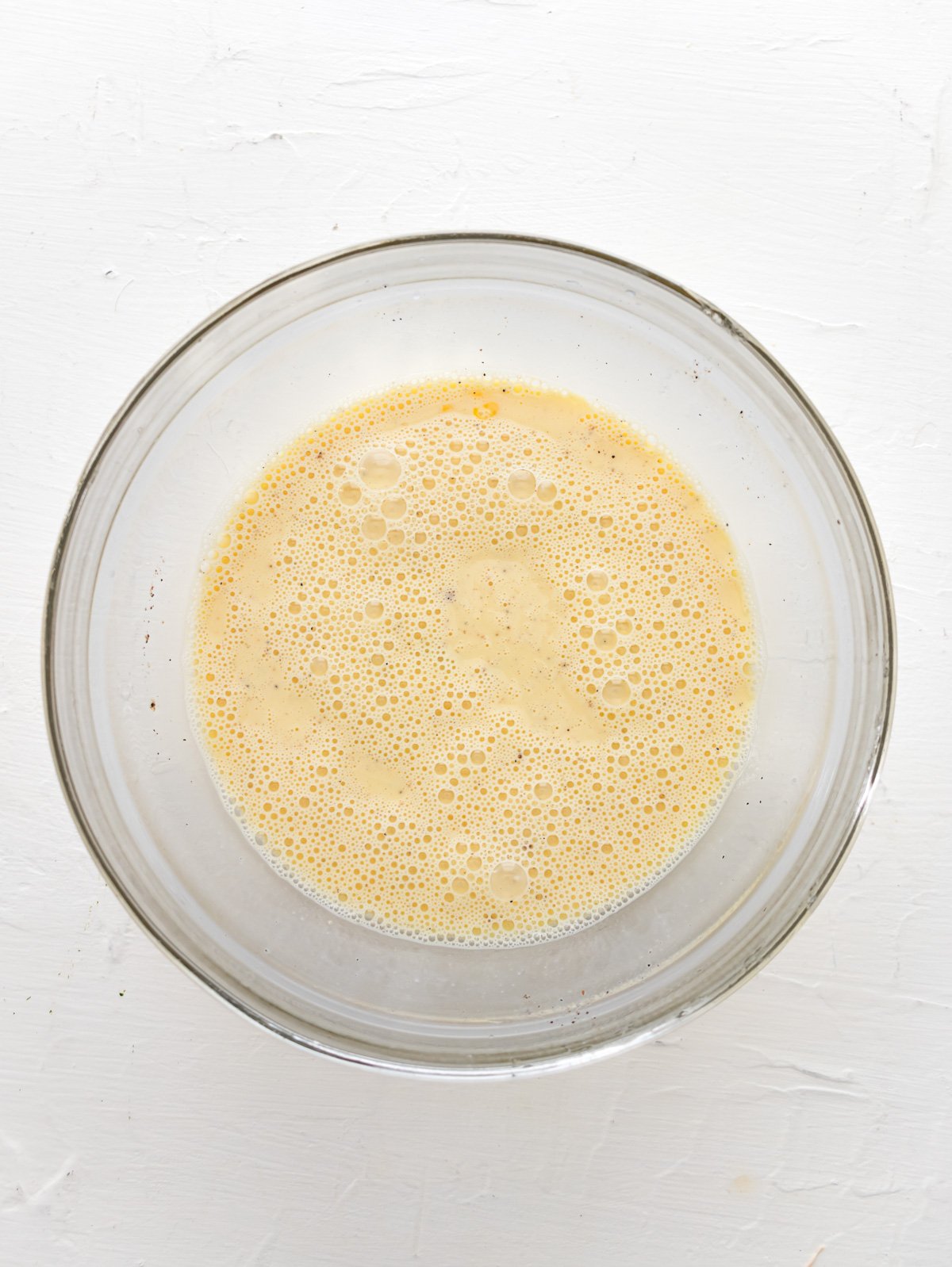 Egg mixture and filling for quiche.