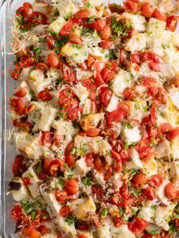 hot brown casserole in a baking dish