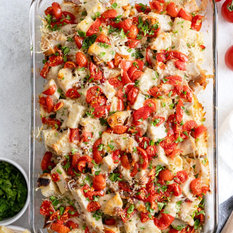 hot brown casserole in a baking dish