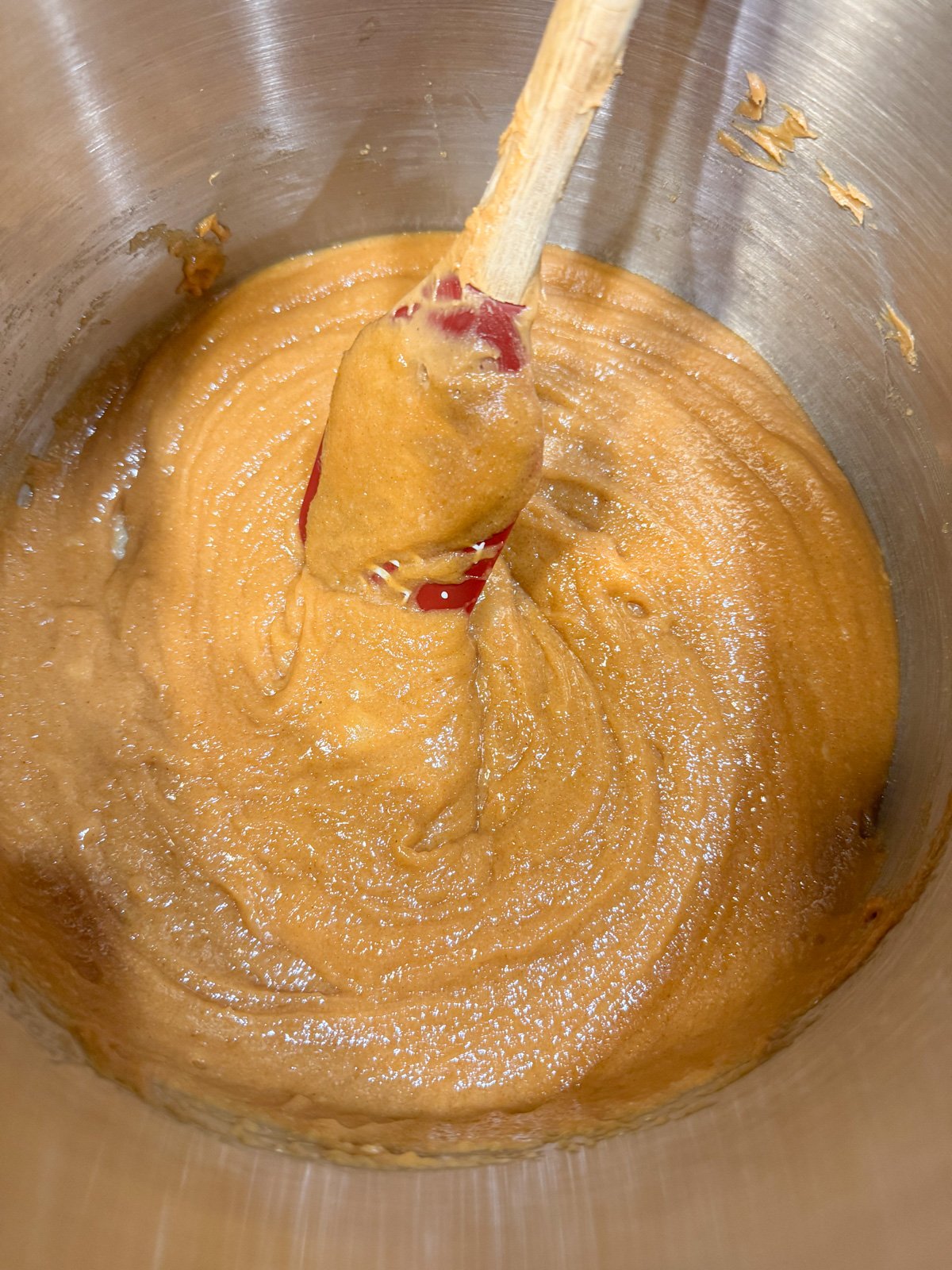 PB ball sugar mixture in a pot on the stove - grainy texture.