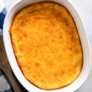 casserole dish of baked cheddar grits