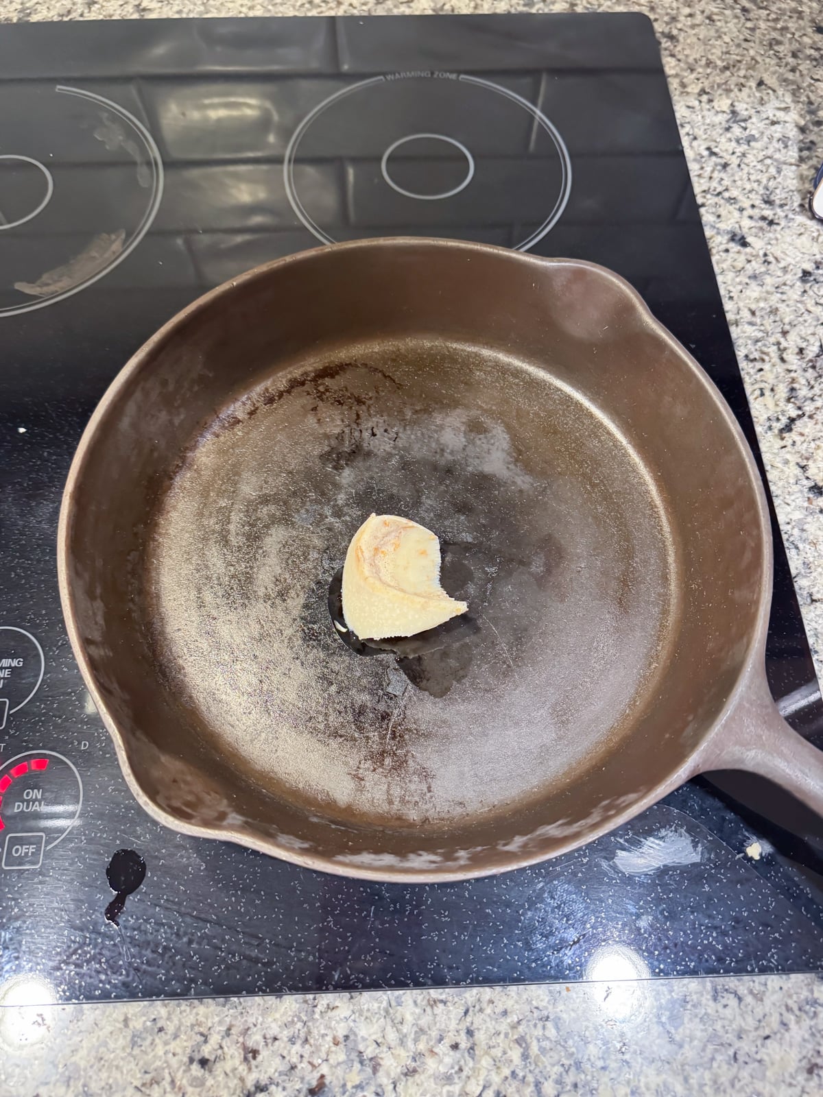 melting bacon grease in a cast iron skillet.